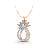 Round Marquise Lab Grown Diamond 14K Gold Designer Pendant Necklace 1.96Ct