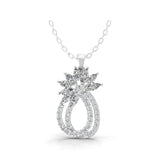 Round Marquise Lab Grown Diamond 14K Gold Designer Pendant Necklace 1.96Ct
