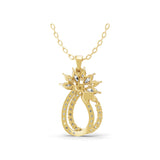 Round Marquise Lab Grown Diamond 14K Gold Designer Pendant Necklace 1.96Ct