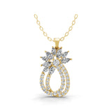 Round Marquise Lab Grown Diamond 14K Gold Designer Pendant Necklace 1.96Ct