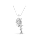 Multi Cut Lab Grown Diamond Leaf Cluster Necklace 14K Fine Gold Pendant 3.02Ct