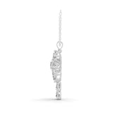 Multi Cut Lab Grown Diamond Leaf Cluster Necklace 14K Fine Gold Pendant 3.02Ct