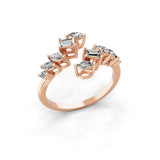 0.63Ct Marquise Baguette Lab Grown Diamond Bypass Ring 14K Fine Gold