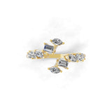 0.63Ct Marquise Baguette Lab Grown Diamond Bypass Ring 14K Fine Gold
