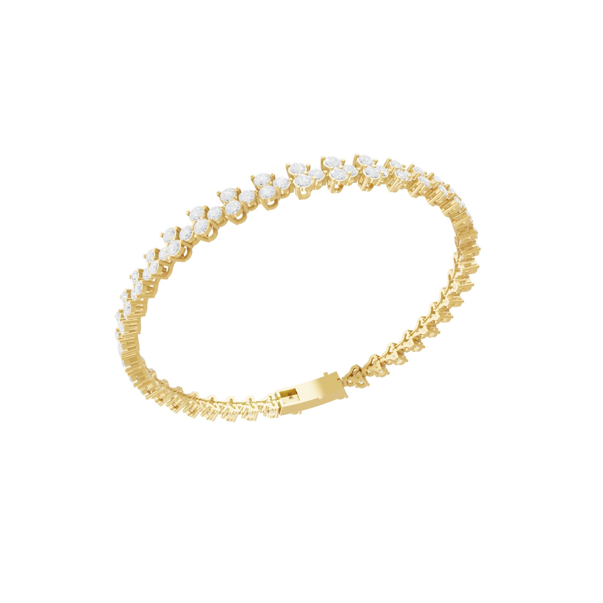 Lab Grown Diamond 4.61Ct Round Cut Fine Gold Tennis Bracelet