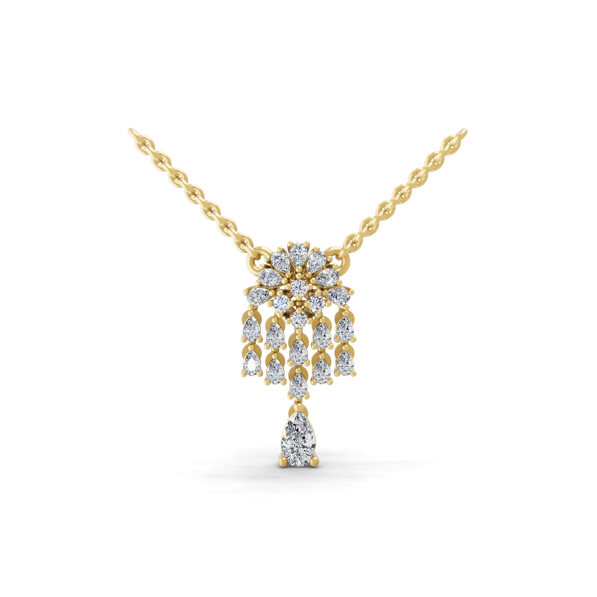 14K Fine Gold Pear Round Lab Grown Diamond Panganiban Pendant Necklace 0.83Ct