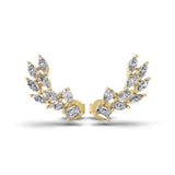 Marquise Cut Lab Grown Diamond Climber Earrings 0.75Ct 14K Fine Gold