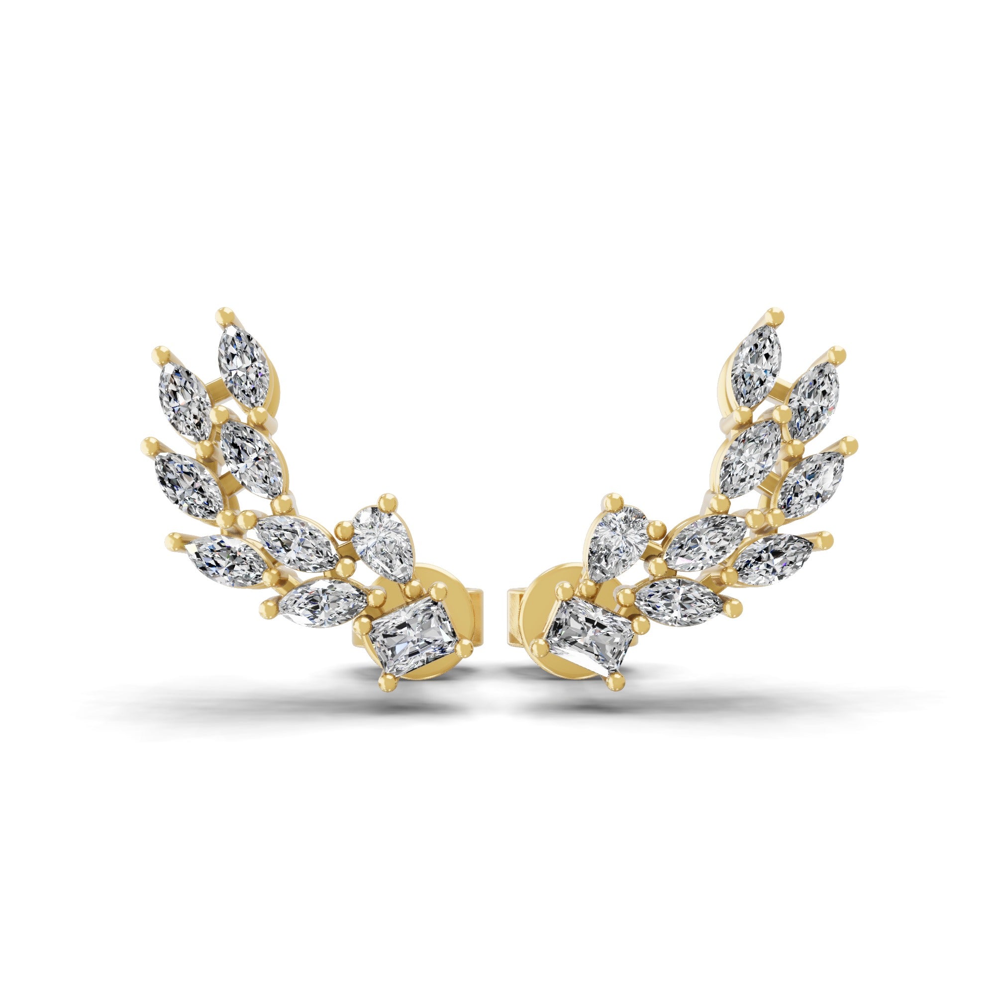 Marquise Cut Lab Grown Diamond Climber Earrings 0.75Ct 14K Fine Gold