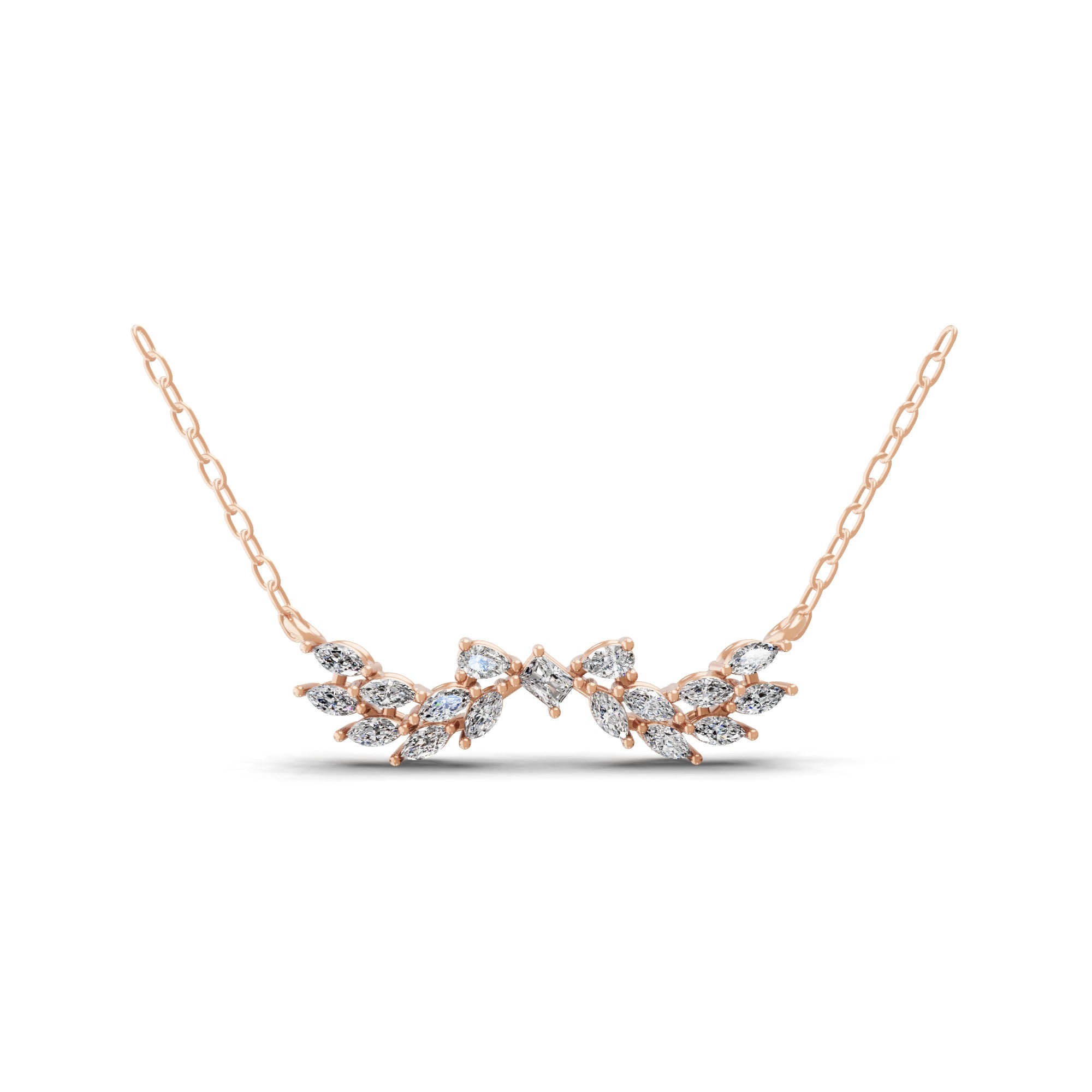 0.71Ct Lab Grown Multi Stone Diamond Charm Pendant 14K Fine Gold Necklace
