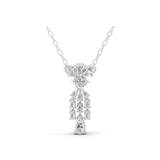 14K Fine Gold Lab Grown Pear Round Diamond Floral Cluster Pendant Necklace 0.71Ct