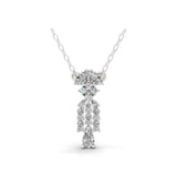 14K Fine Gold Lab Grown Pear Round Diamond Floral Cluster Pendant Necklace 0.71Ct