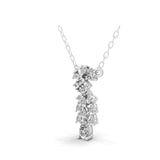 14K Fine Gold Lab Grown Pear Round Diamond Floral Cluster Pendant Necklace 0.71Ct