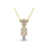 14K Fine Gold Lab Grown Pear Round Diamond Floral Cluster Pendant Necklace 0.71Ct