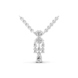Chandelier Style Pendant 14K Gold Pear Round Lab Grown Diamond Necklace 0.56Ct
