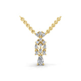 Chandelier Style Pendant 14K Gold Pear Round Lab Grown Diamond Necklace 0.56Ct