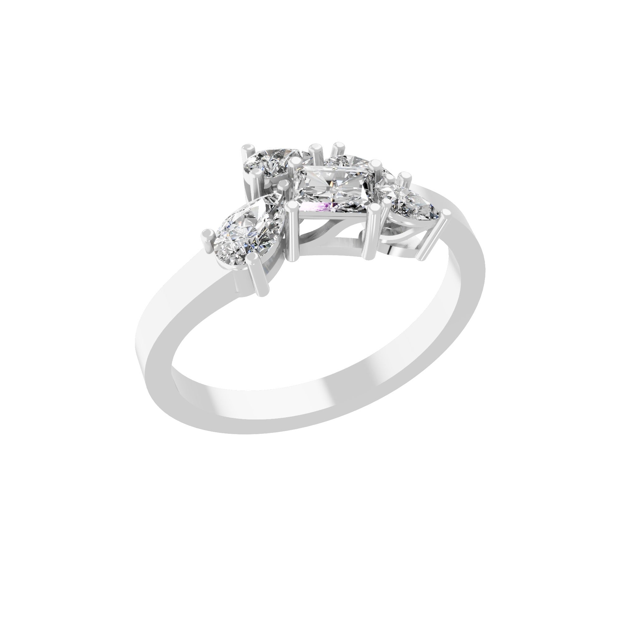 14K Fine Gold Pear Octagon Lab Grown Diamond Stackable Ring 0.80Ct