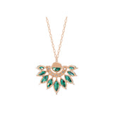 0.64Tcw Marquise Cut Emerald Lab Grown Diamond Fan Design Pendant 14K Gold Necklace