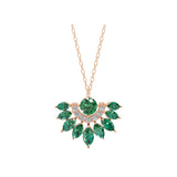 0.64Tcw Marquise Cut Emerald Lab Grown Diamond Fan Design Pendant 14K Gold Necklace