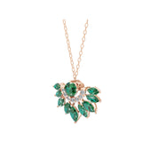 0.64Tcw Marquise Cut Emerald Lab Grown Diamond Fan Design Pendant 14K Gold Necklace