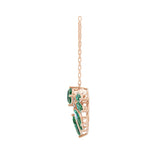 0.64Tcw Marquise Cut Emerald Lab Grown Diamond Fan Design Pendant 14K Gold Necklace