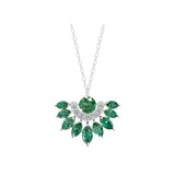 0.64Tcw Marquise Cut Emerald Lab Grown Diamond Fan Design Pendant 14K Gold Necklace