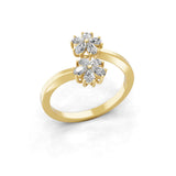 14K Fine Gold Lab Grown Diamond Pear Cut Floral Ring 0.65Ct