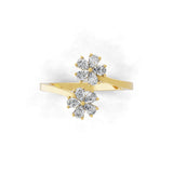 14K Fine Gold Lab Grown Diamond Pear Cut Floral Ring 0.65Ct