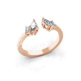 0.53Ct Marquise Emerald Cut Minimalist Cuff Ring 14K Fine Gold