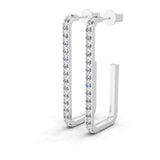 Lab Grown Diamond 0.88Ct Round Cut Open Paper Clip Style Hoop Earrings 14K Gold