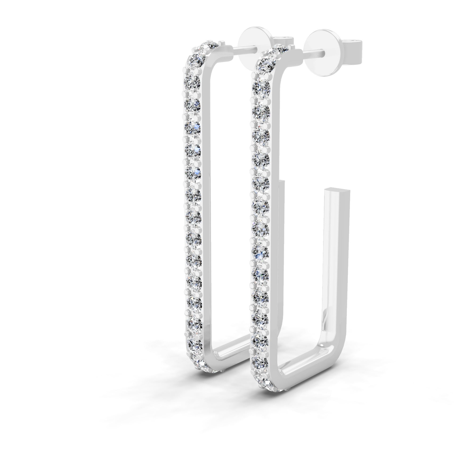 Lab Grown Diamond 0.88Ct Round Cut Open Paper Clip Style Hoop Earrings 14K Gold