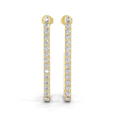 Lab Grown Diamond 0.88Ct Round Cut Open Paper Clip Style Hoop Earrings 14K Gold