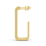 Lab Grown Diamond 0.88Ct Round Cut Open Paper Clip Style Hoop Earrings 14K Gold