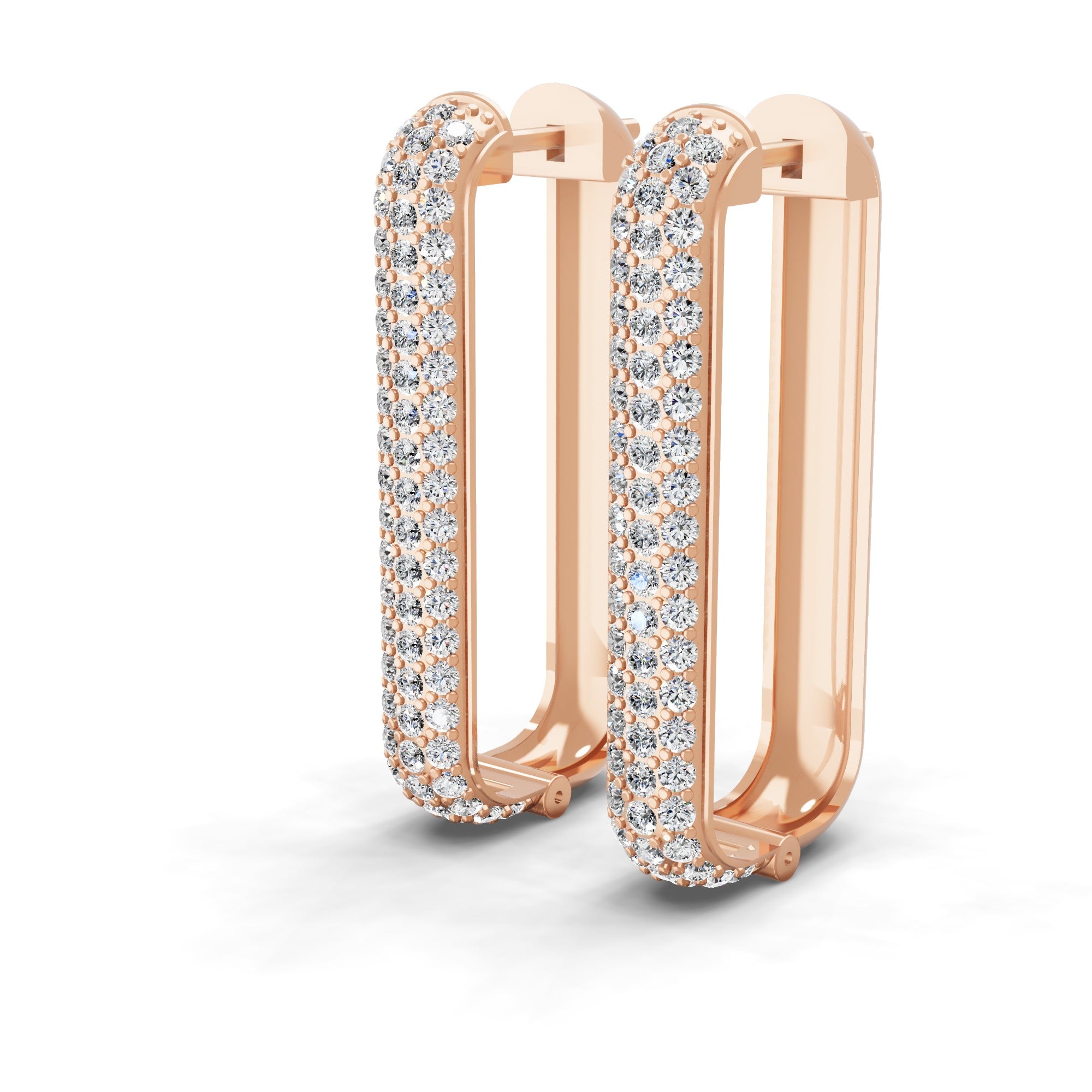 2.30Ct Round Cut Lab Grown Pave Diamond 14K Fine Gold Hoop Earrings