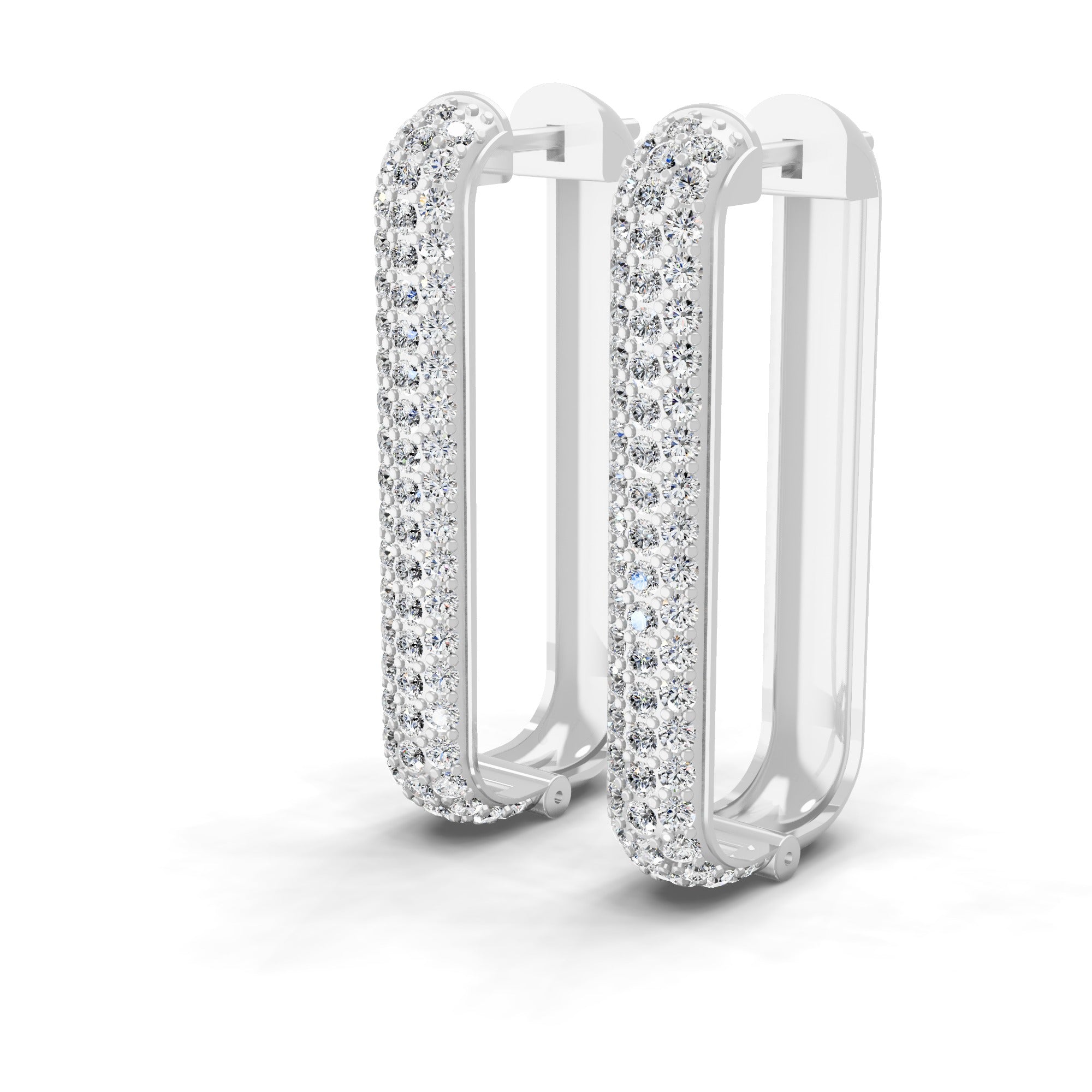 2.30Ct Round Cut Lab Grown Pave Diamond 14K Fine Gold Hoop Earrings