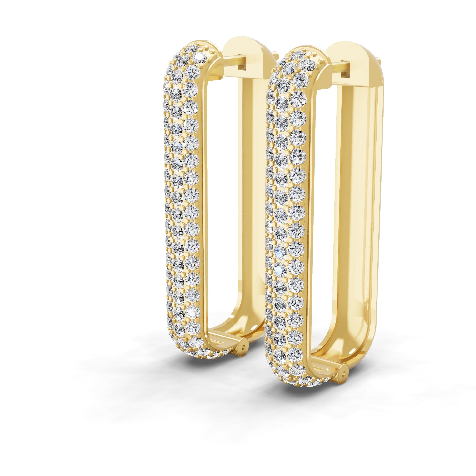 2.30Ct Round Cut Lab Grown Pave Diamond 14K Fine Gold Hoop Earrings