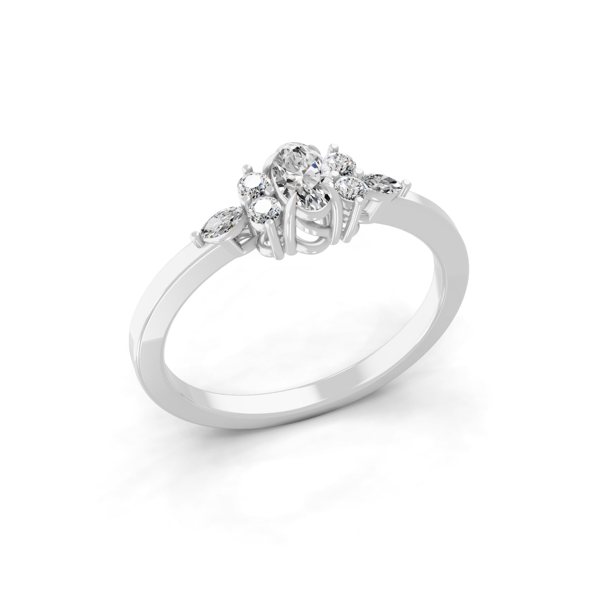 Lab Grown Multi Diamond 0.46Ct 14K Fine Gold Band Ring