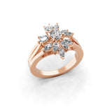 1.55Ct Marquise Oval Cut Lab Grown Diamond 14K Fine Gold Floral Style Ring