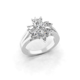 1.55Ct Marquise Oval Cut Lab Grown Diamond 14K Fine Gold Floral Style Ring