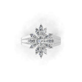 1.55Ct Marquise Oval Cut Lab Grown Diamond 14K Fine Gold Floral Style Ring