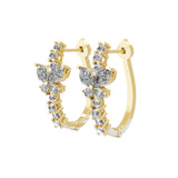 14K Fine Gold Multi Shaped Lab Grown Diamond Floral Hoop Earrings 1.43Ct