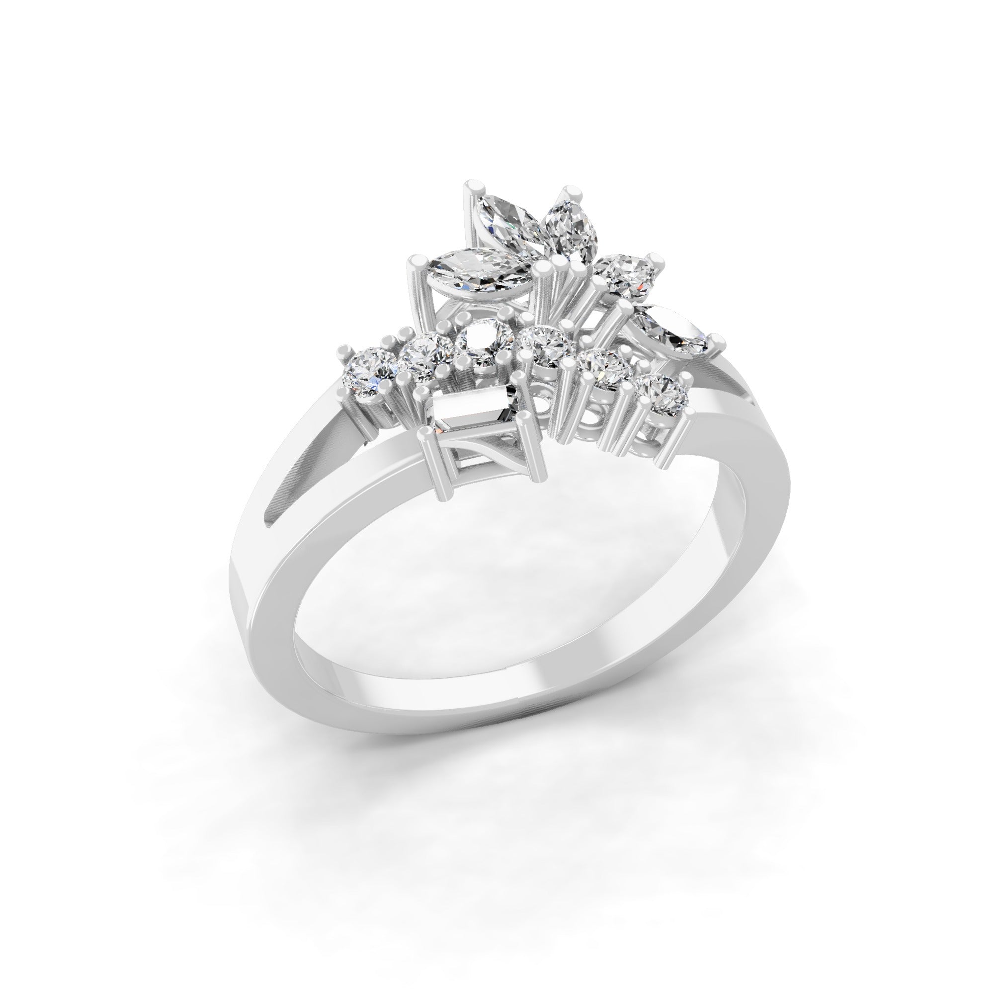 14K Fine Gold Lab Grown Multi Shape Diamond Band Ring 0.77Ct