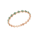 0.79TCW Lab Grown Diamond and Emerald Flower Pear Round Cut Tennis Fine Gold Bracelet
