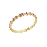 Ruby and Lab Grown Diamond 3.14TCW Round Pear Cut Fine Gold Tennis Bracelet