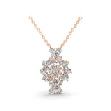 4.06Ct Lab Grown Pear Round Diamond Floral Cluster Pendant 14K Fine Gold Necklace