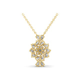 4.06Ct Lab Grown Pear Round Diamond Floral Cluster Pendant 14K Fine Gold Necklace