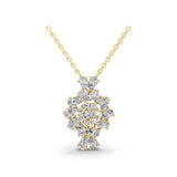 4.06Ct Lab Grown Pear Round Diamond Floral Cluster Pendant 14K Fine Gold Necklace