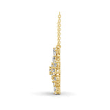 4.06Ct Lab Grown Pear Round Diamond Floral Cluster Pendant 14K Fine Gold Necklace