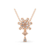 Lab Grown Multi Shape Diamond 5.86Ct Floral Cluster Pendant 14K Fine Gold Necklace