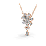 Lab Grown Multi Shape Diamond 5.86Ct Floral Cluster Pendant 14K Fine Gold Necklace
