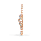 Lab Grown Multi Shape Diamond 5.86Ct Floral Cluster Pendant 14K Fine Gold Necklace